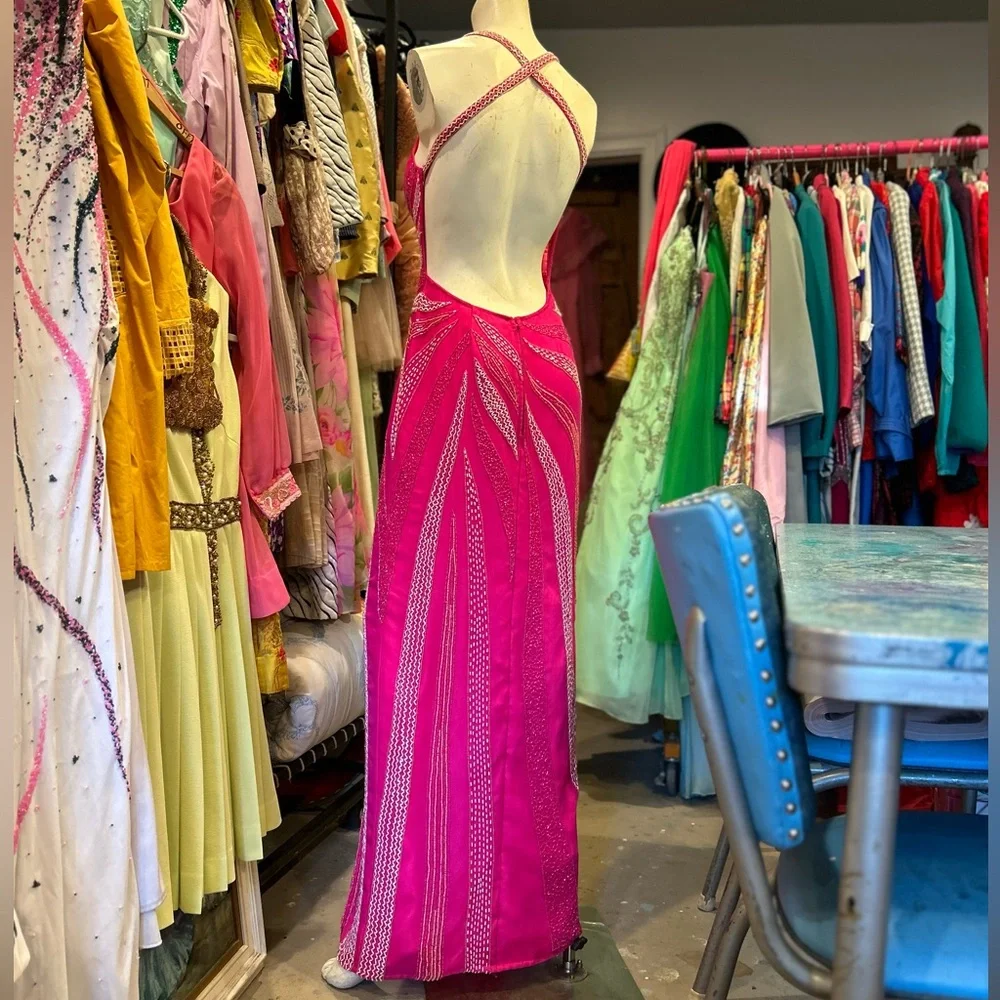 Y2K Beaded Barbie Pink Gown - Picture 9 of 16